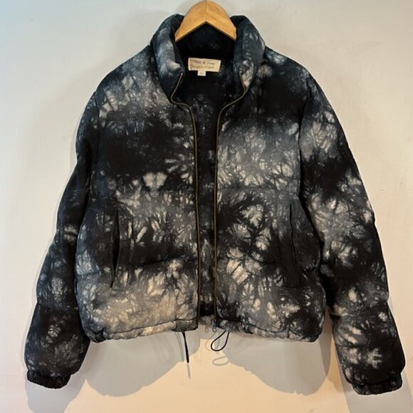 Anthropologie Cloth & Stone black/grey/ cream fabric puffer size medium - Picture 2 of 15